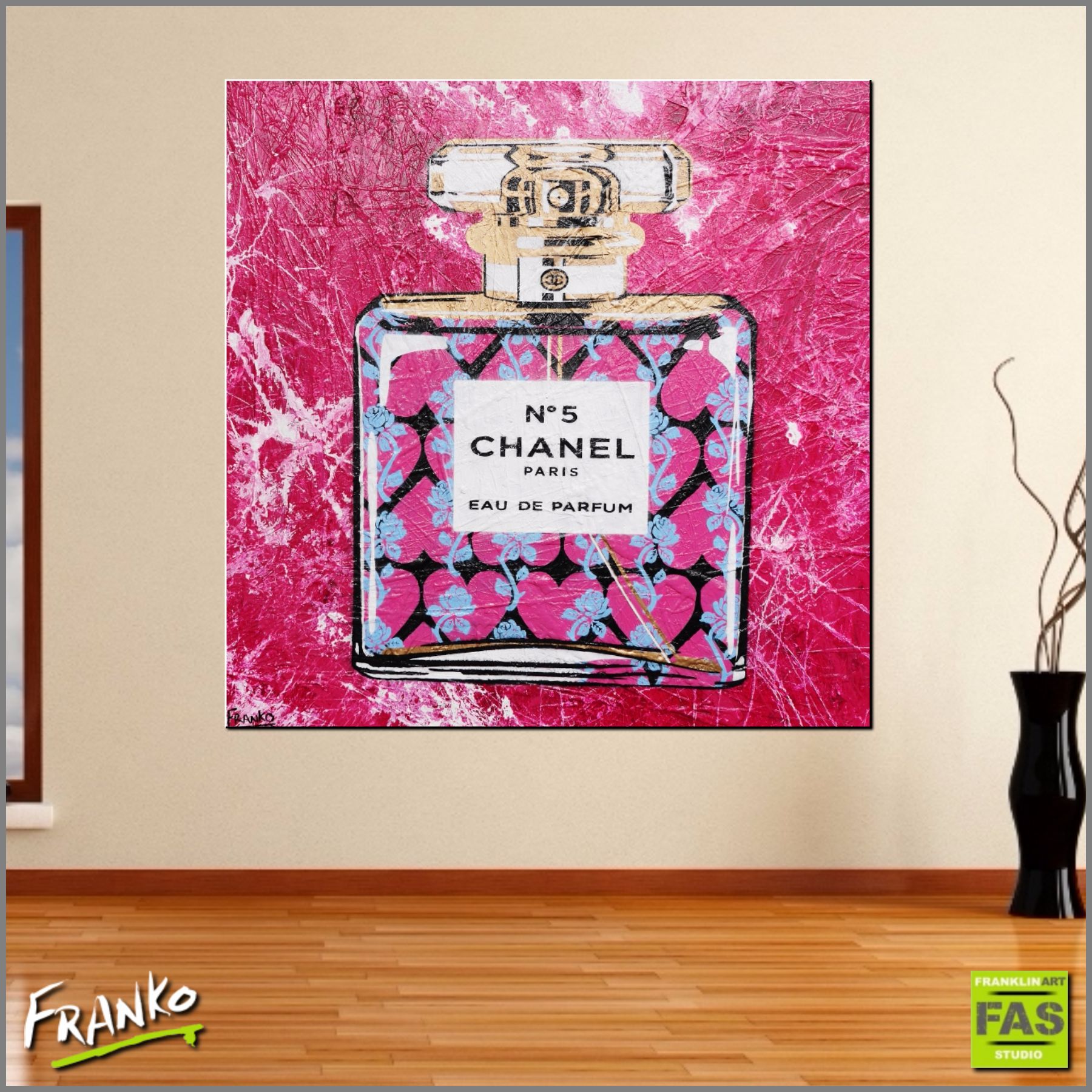 Urban Pop Art Pink Chanel Painting Textured Canvas 120cmx120cm Franko ...